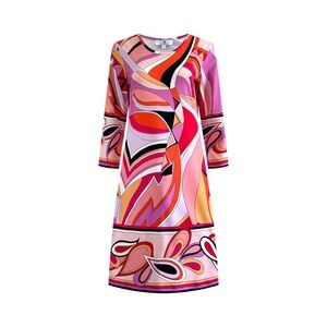 Jean-Pierre Klifa Paris Geometric Print Dress Pink Orange Size XS‎ Designer